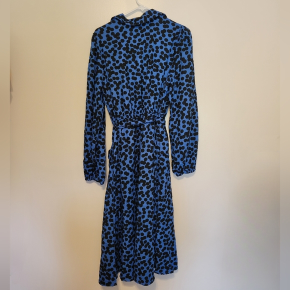 🎯nwot ava & viv blue & black polka dot buttondown Belted shirtdress - Picture 4 of 5